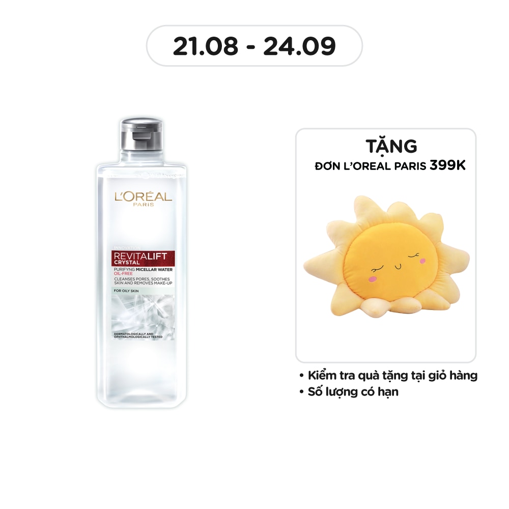 Nước Tẩy Trang L’Oréal Paris Revitalift Crystal Purifying Micellar Water Cho Da Dầu 400ml