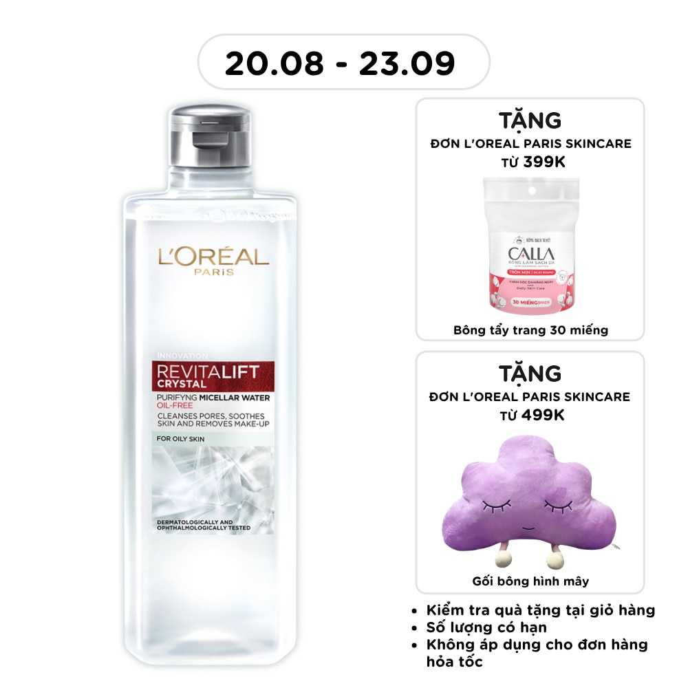 Nước Tẩy Trang L’Oréal Paris Revitalift Crystal Purifying Micellar Water Cho Da Dầu 400ml image