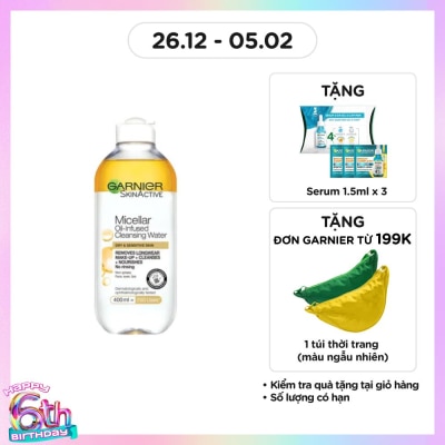 GARNIER Nước Làm Sạch & Tẩy Trang Garnier Micellar Oil-Infused Cleansing Water 400ml