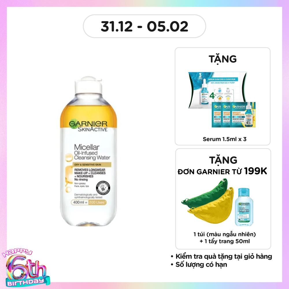 Nước Làm Sạch & Tẩy Trang Garnier Micellar Oil-Infused Cleansing Water 400ml