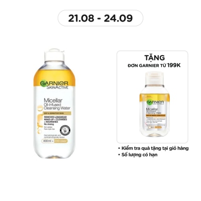 GARNIER Nước Làm Sạch & Tẩy Trang Garnier Micellar Oil-Infused Cleansing Water 400ml