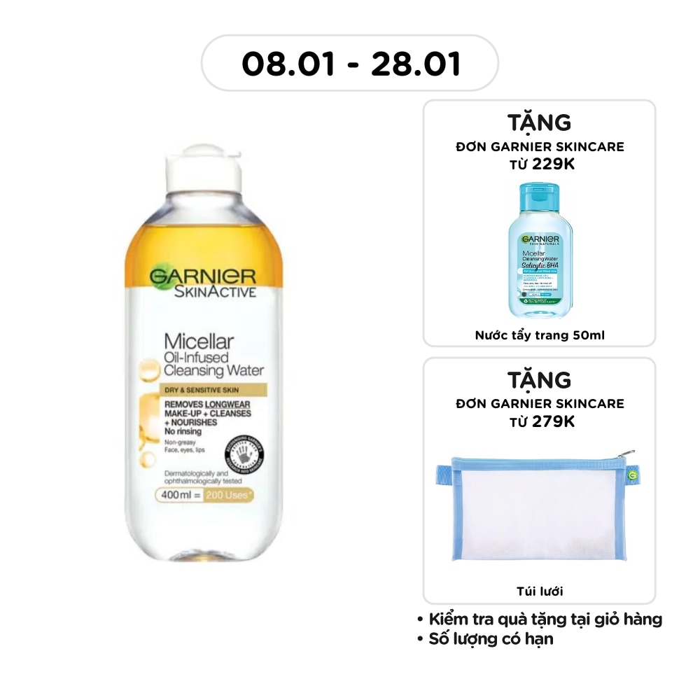 Nước Làm Sạch & Tẩy Trang Garnier Micellar Oil-Infused Cleansing Water 400ml