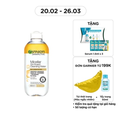 GARNIER Nước Làm Sạch & Tẩy Trang Garnier Micellar Oil-Infused Cleansing Water 400ml