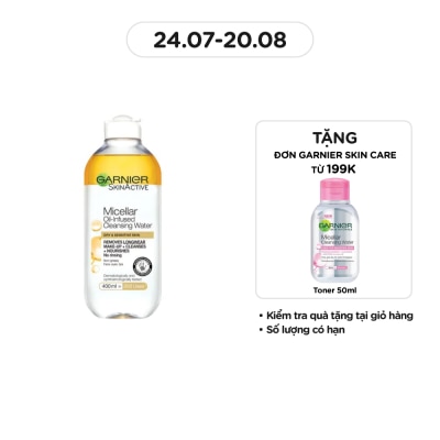 GARNIER Nước Làm Sạch & Tẩy Trang Garnier Micellar Oil-Infused Cleansing Water 400ml