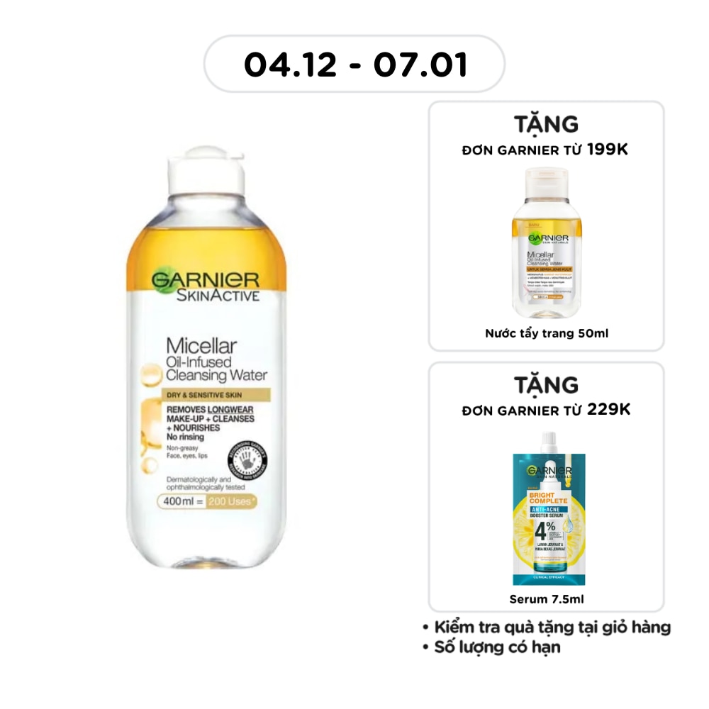 Nước Làm Sạch & Tẩy Trang Garnier Micellar Oil-Infused Cleansing Water 400ml