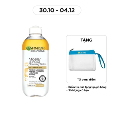 GARNIER Nước Làm Sạch & Tẩy Trang Garnier Micellar Oil-Infused Cleansing Water 400ml