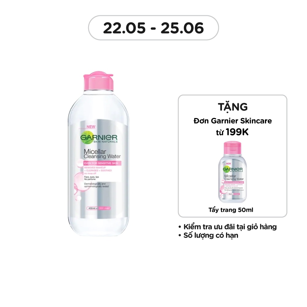 Nước Làm Sạch & Tẩy Trang Garnier Micellar Cleansing Water Cho Da Nhạy Cảm 400ml