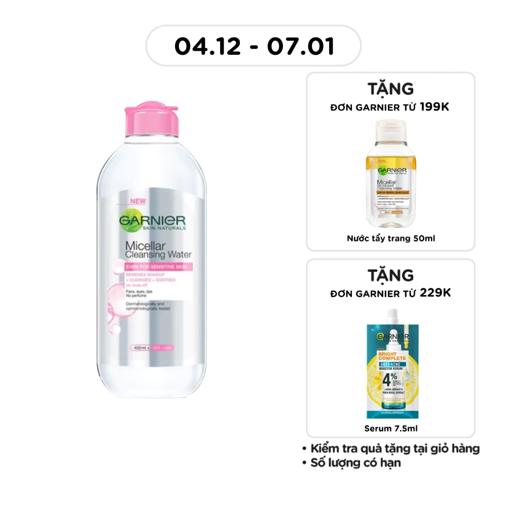 Nước Làm Sạch & Tẩy Trang Garnier Micellar Cleansing Water Cho Da Nhạy Cảm 400ml