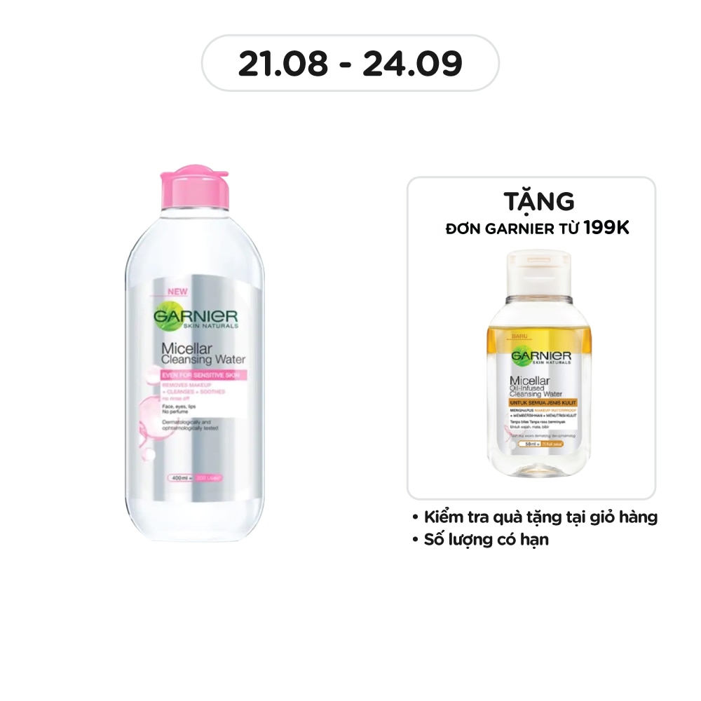 Nước Làm Sạch & Tẩy Trang Garnier Micellar Cleansing Water Cho Da Nhạy Cảm 400ml