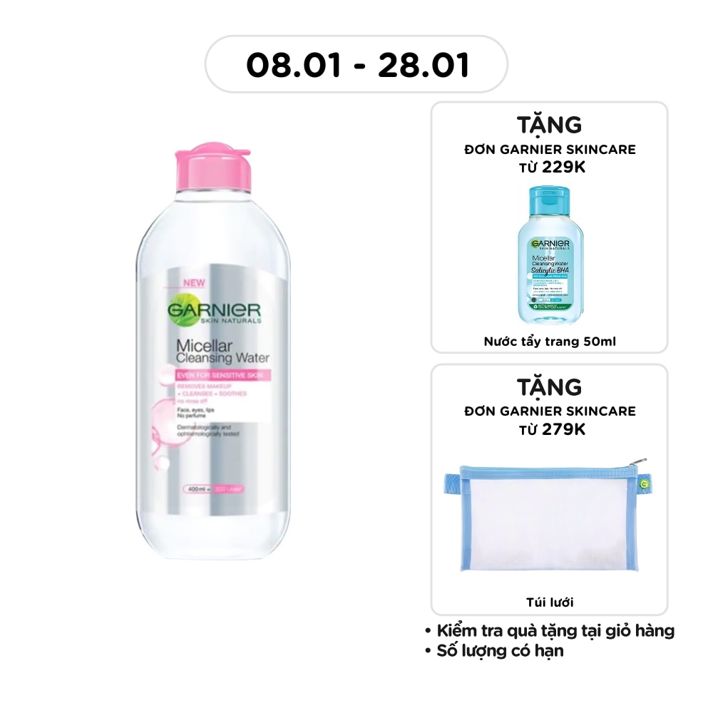 Nước Làm Sạch & Tẩy Trang Garnier Micellar Cleansing Water Cho Da Nhạy Cảm 400ml
