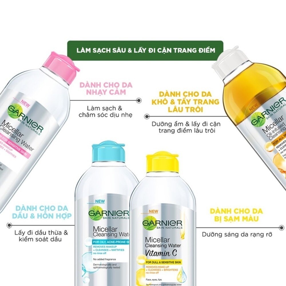 Nước Làm Sạch & Tẩy Trang Garnier Micellar Cleansing Water Vitamin C Sáng Da 400ml