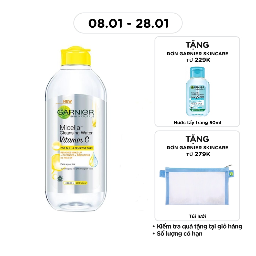 Nước Làm Sạch & Tẩy Trang Garnier Micellar Cleansing Water Vitamin C Sáng Da 400ml