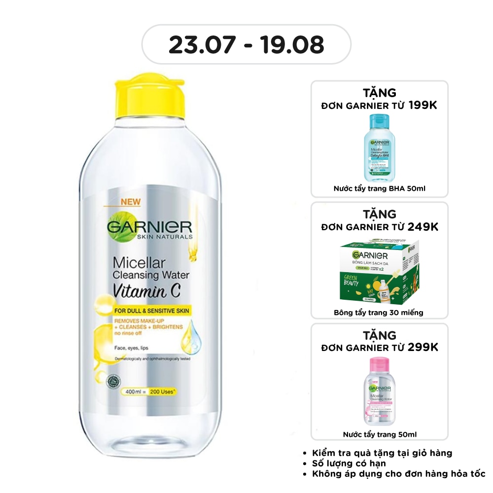 Nước Làm Sạch & Tẩy Trang Garnier Micellar Cleansing Water Vitamin C Sáng Da 400ml