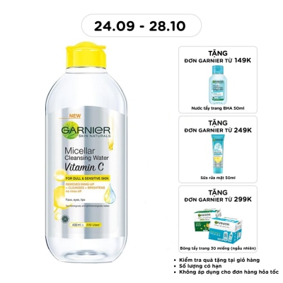 GARNIER Nước Làm Sạch & Tẩy Trang Garnier Micellar Cleansing Water Vitamin C Sáng Da 400ml image