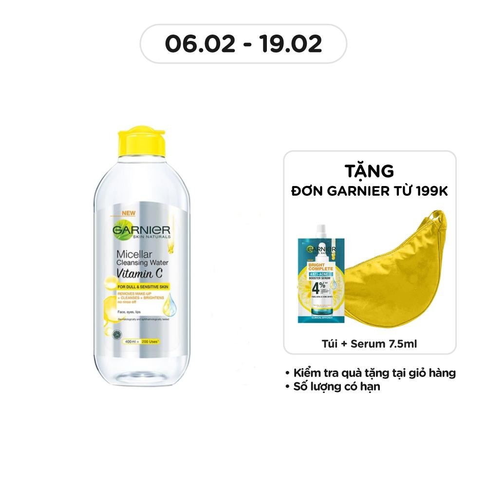 Nước Làm Sạch & Tẩy Trang Garnier Micellar Cleansing Water Vitamin C Sáng Da 400ml