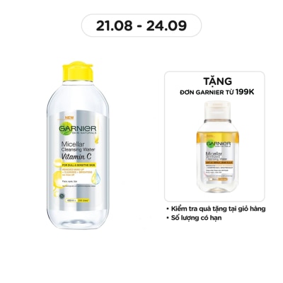 GARNIER Nước Làm Sạch & Tẩy Trang Garnier Micellar Cleansing Water Vitamin C Sáng Da 400ml