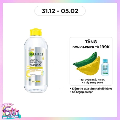 GARNIER Nước Làm Sạch & Tẩy Trang Garnier Micellar Cleansing Water Vitamin C Sáng Da 400ml