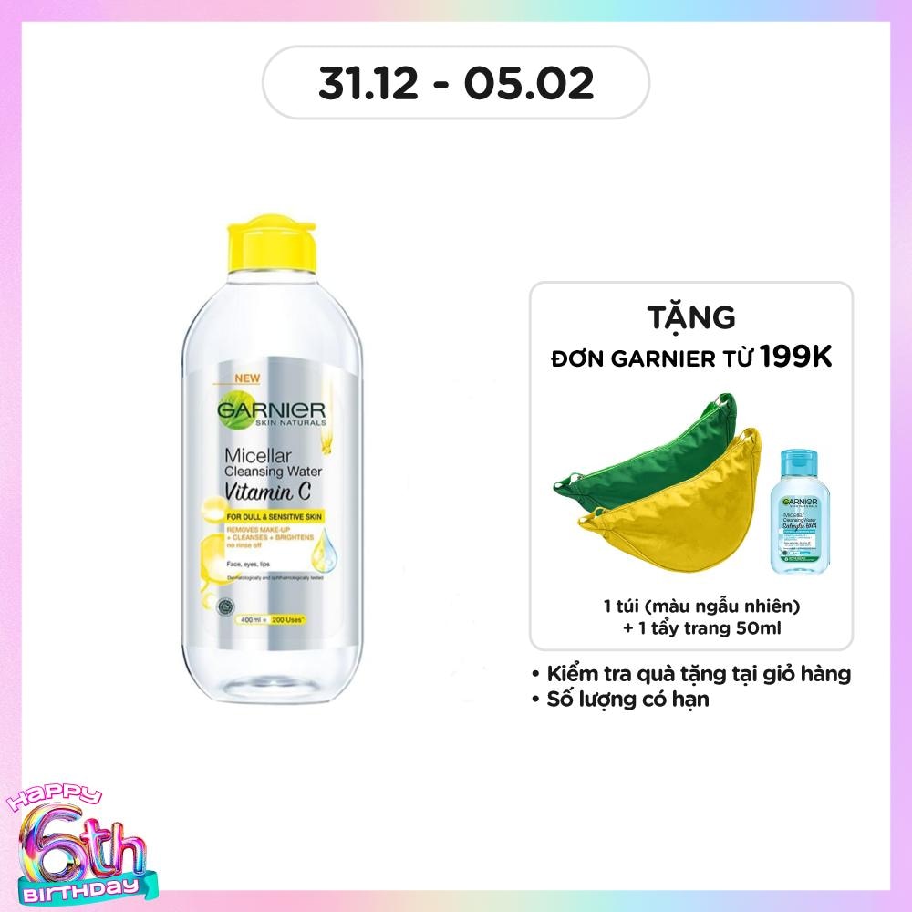 Nước Làm Sạch & Tẩy Trang Garnier Micellar Cleansing Water Vitamin C Sáng Da 400ml