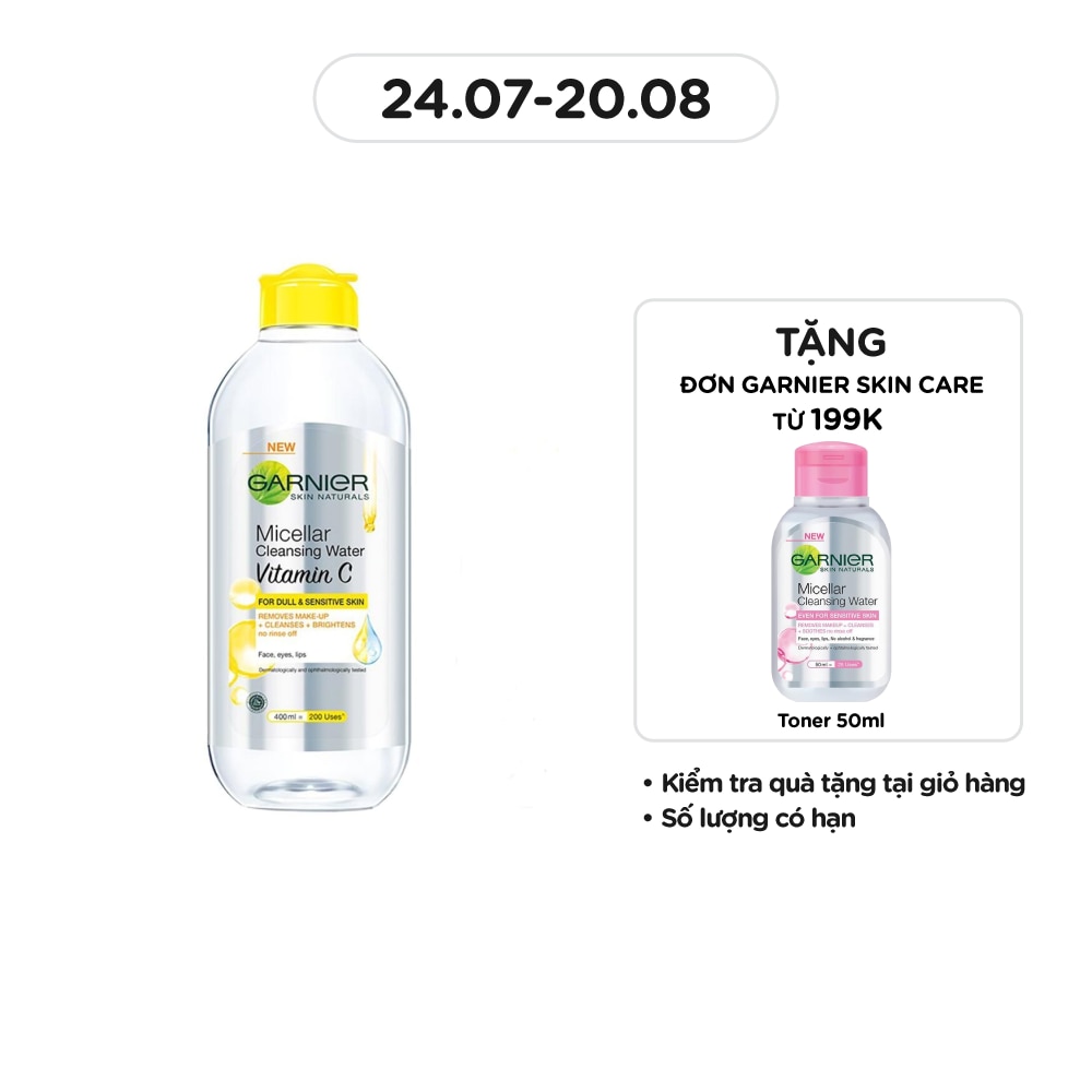 Nước Làm Sạch & Tẩy Trang Garnier Micellar Cleansing Water Vitamin C Sáng Da 400ml
