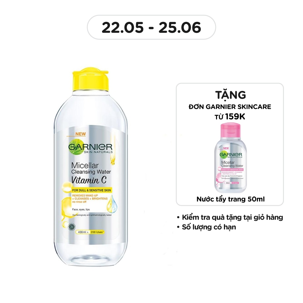 Nước Làm Sạch & Tẩy Trang Garnier Micellar Cleansing Water Vitamin C Sáng Da 400ml