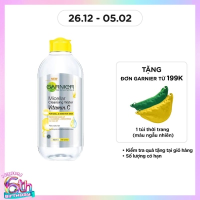 GARNIER Nước Làm Sạch & Tẩy Trang Garnier Micellar Cleansing Water Vitamin C Sáng Da 400ml