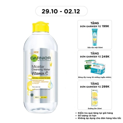 GARNIER Nước Làm Sạch & Tẩy Trang Garnier Micellar Cleansing Water Vitamin C Sáng Da 400ml image