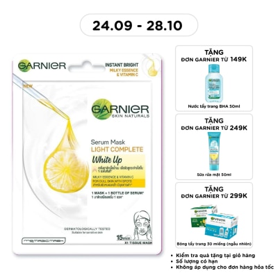 GARNIER Mặt Nạ Garnier Serum Mask Light Complete White Up Tinh Chất Sữa & Vitamin C Sáng Da 28g image