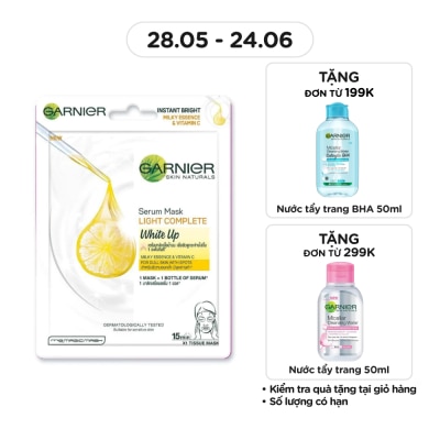 GARNIER - Mặt Nạ Garnier Serum Mask Light Complete White Up Tinh Chất Sữa & Vitamin C Sáng Da 28g