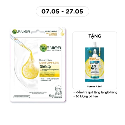 GARNIER - Mặt Nạ Garnier Serum Mask Light Complete White Up Tinh Chất Sữa & Vitamin C Sáng Da 28g