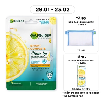 GARNIER Mặt Nạ Garnier Bright Complete Clear Up Anti-Acne Mask Ngừa Mụn 23g