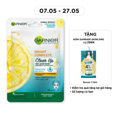 GARNIER - Mặt Nạ Garnier Bright Complete Clear Up Anti-Acne Mask Ngừa Mụn 23g