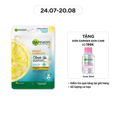 GARNIER Mặt Nạ Garnier Bright Complete Clear Up Anti-Acne Mask Ngừa Mụn 23g