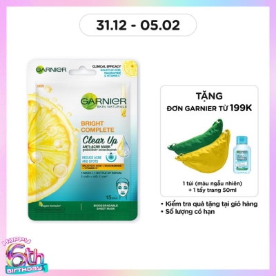 GARNIER Mặt Nạ Garnier Bright Complete Clear Up Anti-Acne Mask Ngừa Mụn 23g