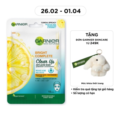 GARNIER Mặt Nạ Garnier Bright Complete Clear Up Anti-Acne Mask Ngừa Mụn 23g