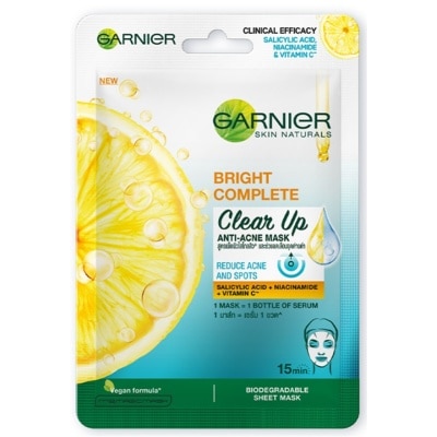 GARNIER Mặt Nạ Garnier Bright Complete Clear Up Anti-Acne Mask Ngừa Mụn 23g