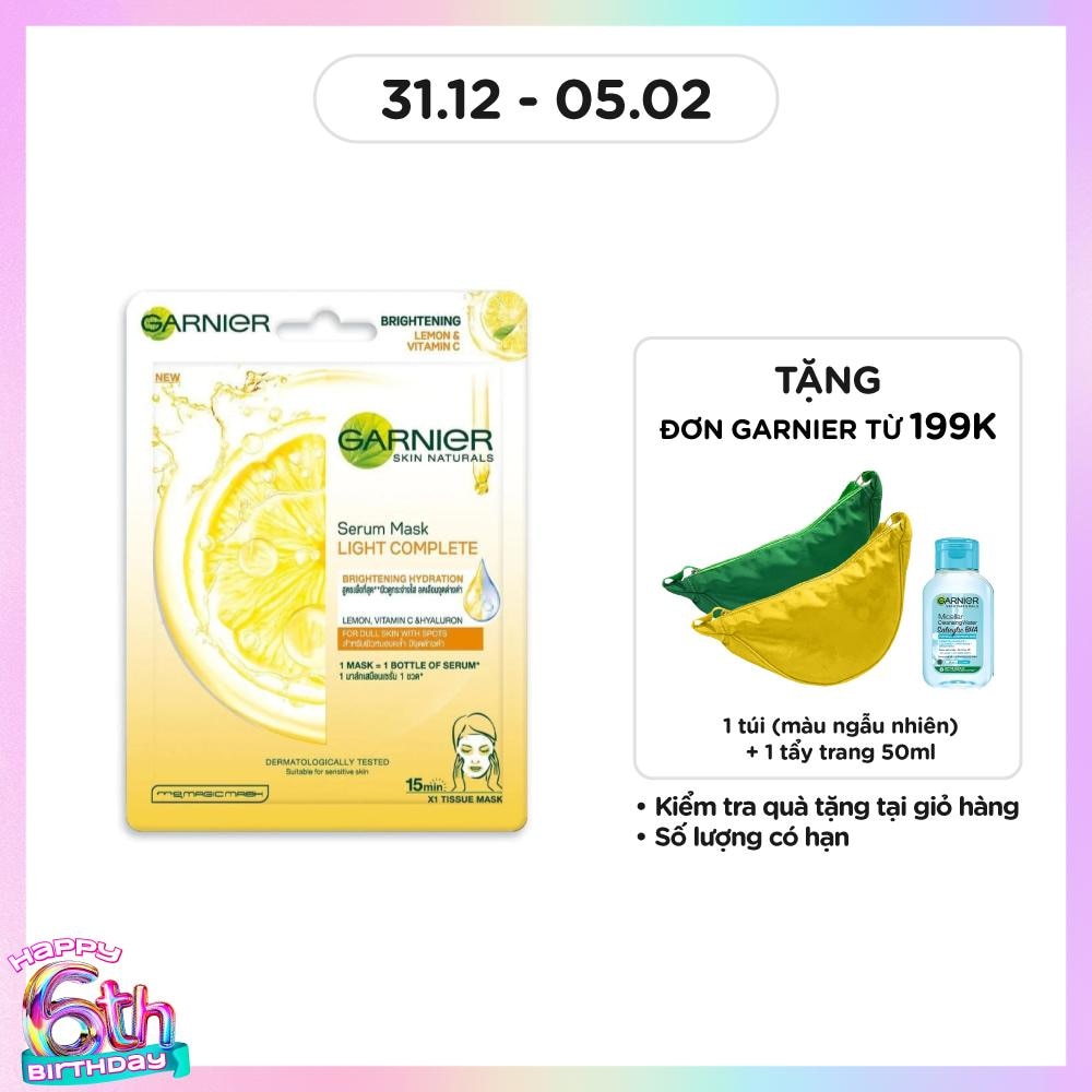 Mặt Nạ Garnier Serum Mask Light Complete Brightening Hydration Tinh Chất Chanh Yuzu & Vitamin C 28g