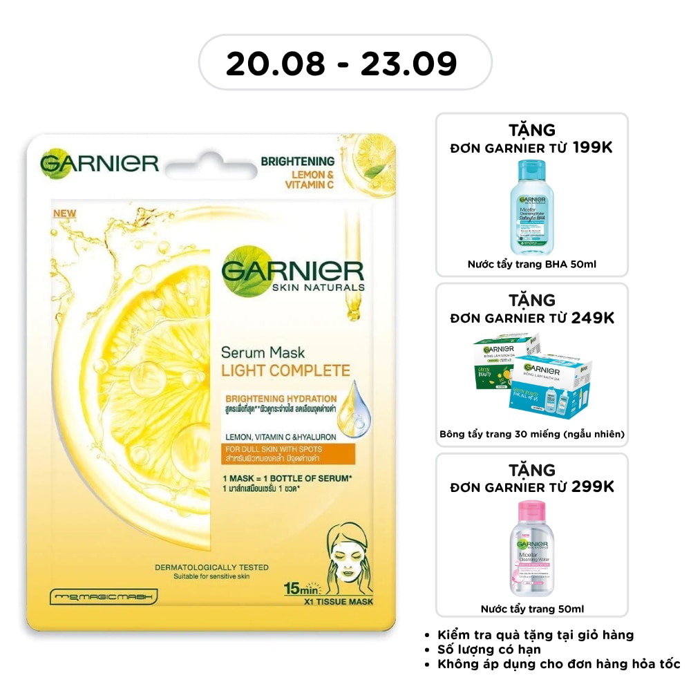 Mặt Nạ Garnier Serum Mask Light Complete Brightening Hydration Tinh Chất Chanh Yuzu & Vitamin C 28g image