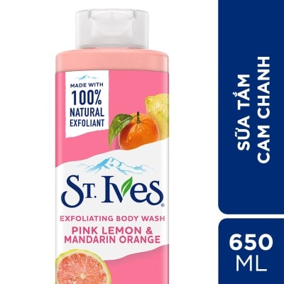 ST.IVES Sữa Tắm Tẩy Tế Bào Da ST. Ives Exfoliating Body Wash Pink Lemon & Madarin Orange Cam Chanh 650ml