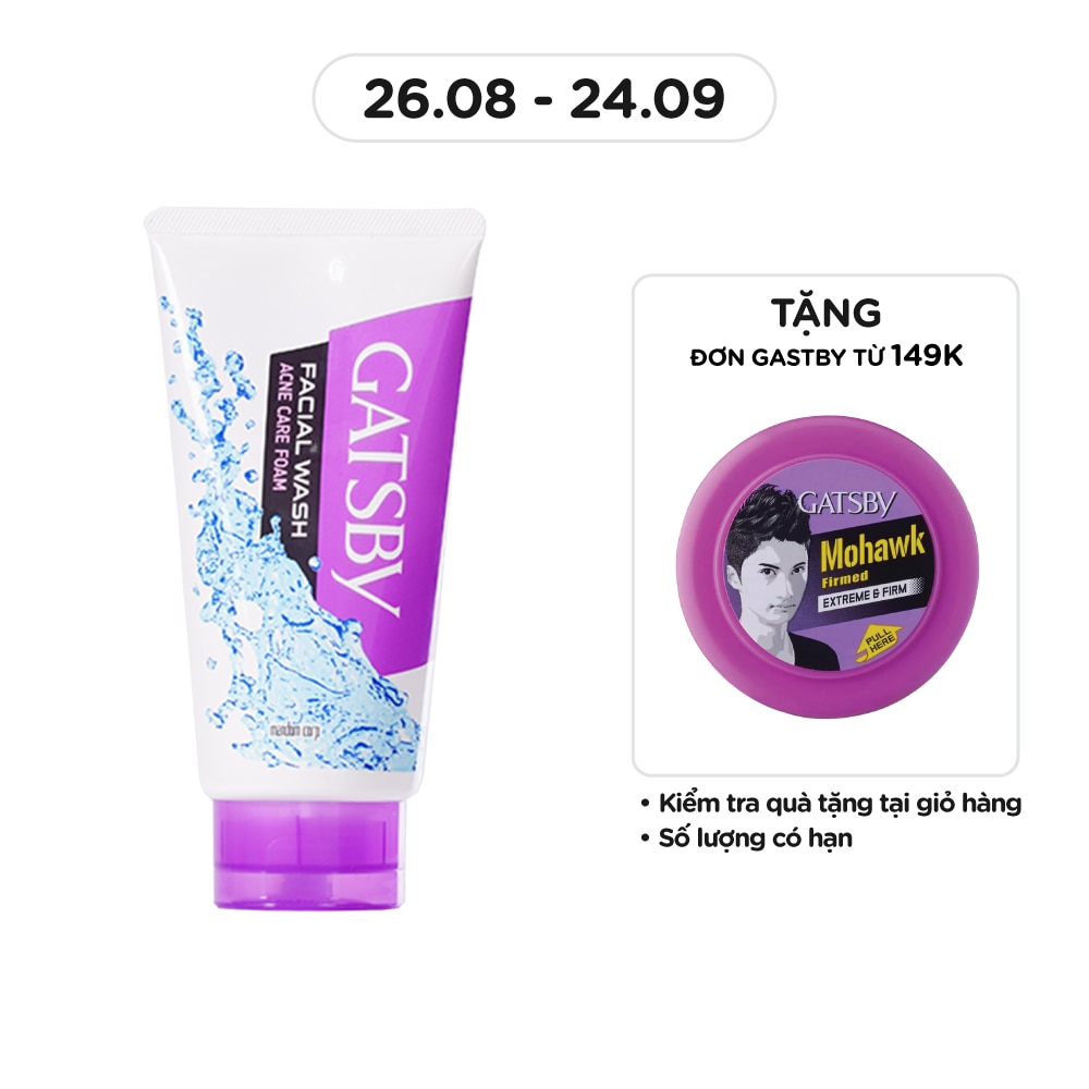 Sữa Rửa Mặt Gatsby Facial Wash Acne Care Foam Ngăn Ngừa Mụn 130g