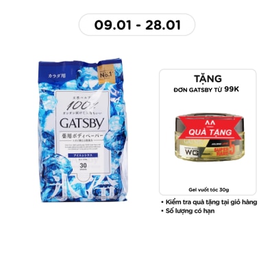 GATSBY Deodorant Body Wipes Ice Citrus 30pcs/Pack
