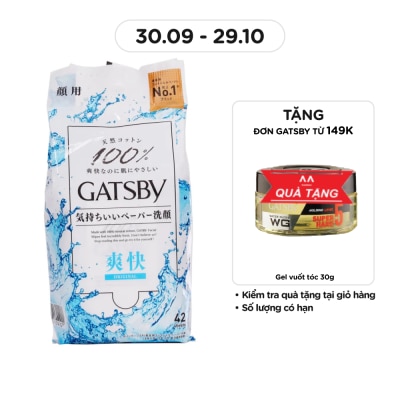GATSBY Khăn Ướt Lau Mặt Gatsby Facial Wipes U 42 Miếng/Gói