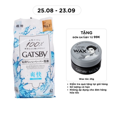 GATSBY - Khăn Ướt Lau Mặt Gatsby Facial Wipes U 42 Miếng/Gói image