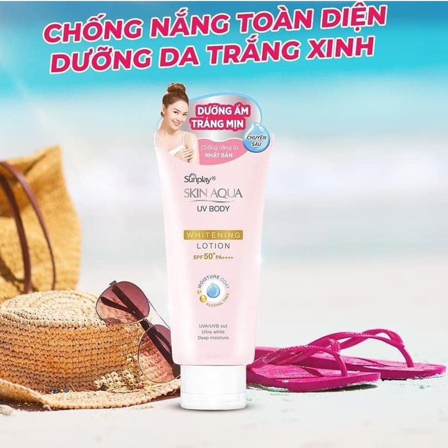 Chống Nắng Sunplay Skin Aqua UV Body Whitening Body Lotion Dưỡng Ẩm Trắng Mịn SPF50+ PA++++ 150g