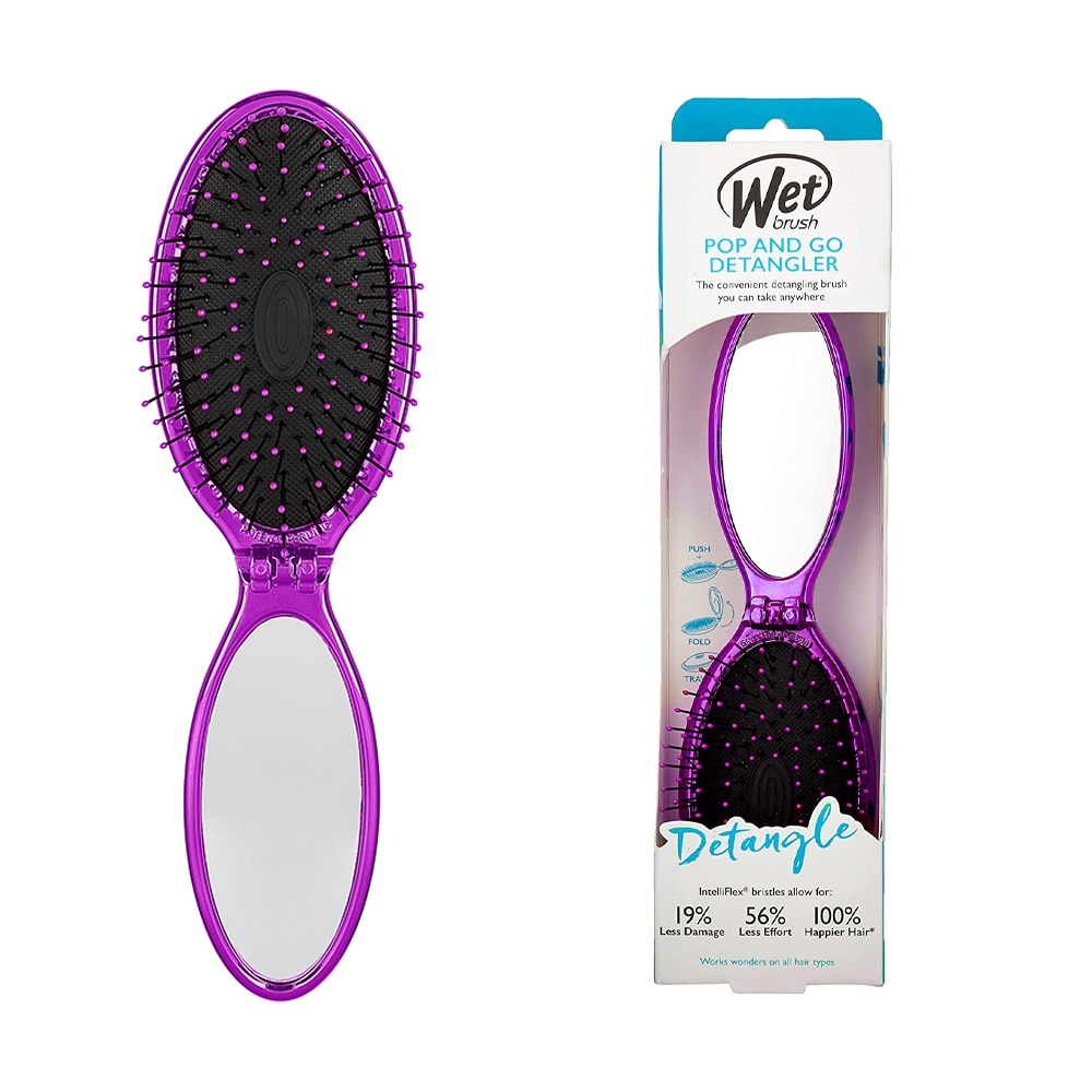 Lược Wet Brush Mini Pop & Go Detangler Purple Gỡ Rối & Giảm Rụng Tóc 1 Cái