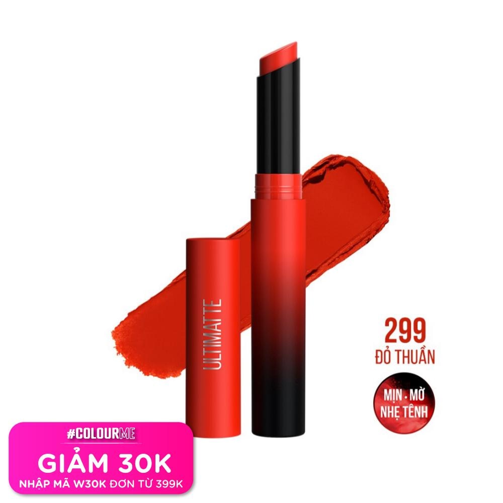 MAYBELLINE NEW YORK Son Thỏi Maybelline New York Color Sensational Ultimatte Lipstick 1.7g .#299 More Scarlet