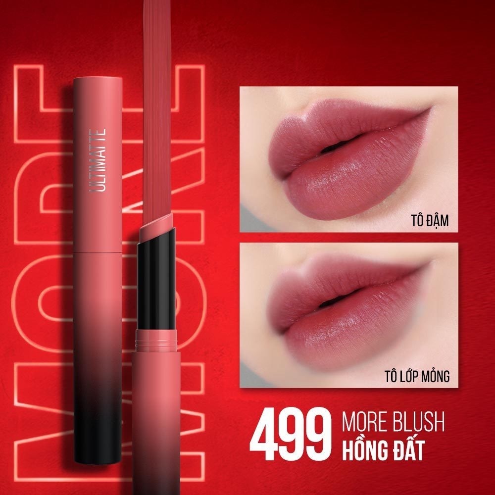 Son Thỏi Maybelline New York Color Sensational Ultimatte Lipstick 1.7g.#499 More Blush