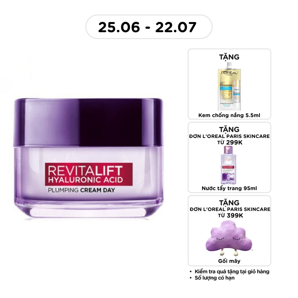 Kem Dưỡng Ban Ngày L'Oreal Paris Revitalift Hyaluronic Acid Plumping Cream Day Cấp Ẩm 50ml