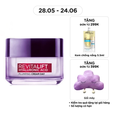 L'OREAL PARIS - Kem Dưỡng Ban Ngày L'Oreal Paris Revitalift Hyaluronic Acid Plumping Cream Day Cấp Ẩm 50ml