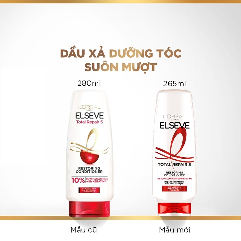 Dầu Xả L'Oréal Paris Elseve Total Repair 5 Restoring Giảm 5 Dấu Hiệu Của Tóc Hư Tổn 265ml