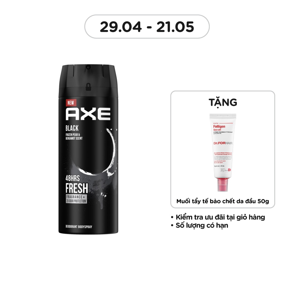 Xịt Ngăn Mùi Toàn Thân Axe Black Hương Cam Bergamot và Lê Tuyết 135ml